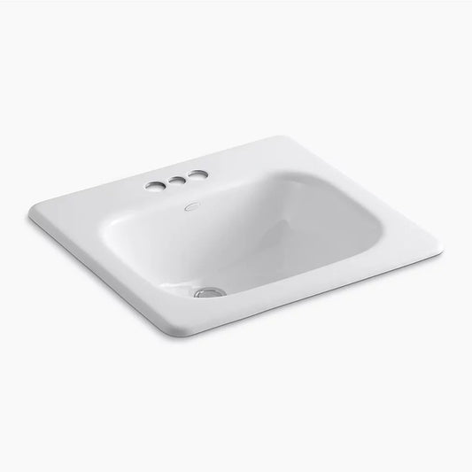 Tahoe 19" x 21" x 8.56" Enameled Cast Iron Drop-In Bathroom Sink in White - Centerset Faucet Holes