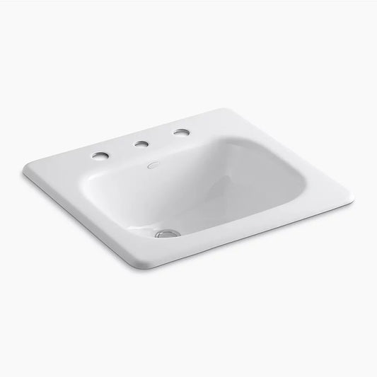 Tahoe 19" x 21" x 8.56" Enameled Cast Iron Drop-In Bathroom Sink in White - Widespread Faucet Holes