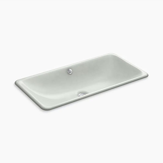 Iron Plains 15.63" x 30" x 6.69" Enameled Cast Iron Dual-Mount Bathroom Sink in Sea Salt