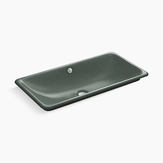Iron Plains 15.63" x 30" x 6.69" Enameled Cast Iron Dual-Mount Bathroom Sink in Basalt