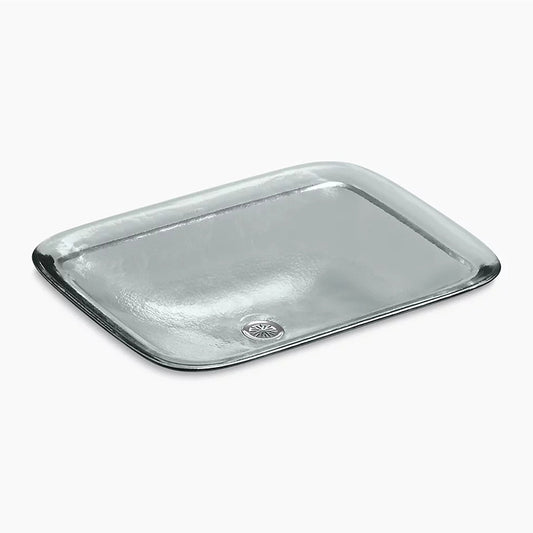 Inia Wading Pool 14.94" x 20.63" x 4.69" Glass Vessel Bathroom Sink in Ice