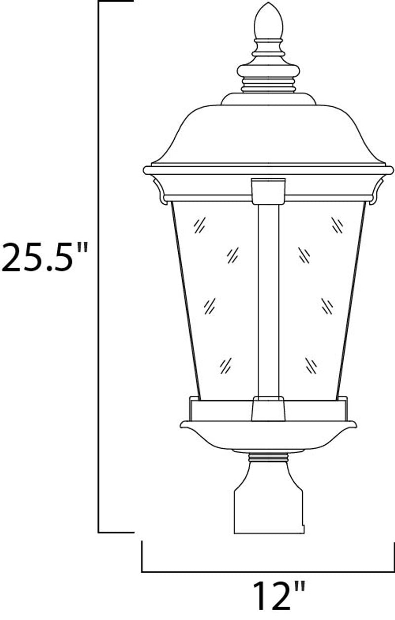 Dover DC 25.5' 3 light Outdoor Pole/Post Mount in Bronze
