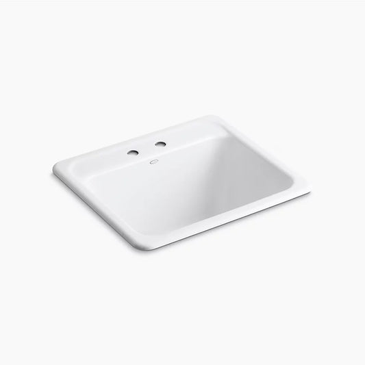 Glen Falls 22" x 25" x 13.63" Enameled Cast Iron Single-Basin Dual-Mount Laundry Sink in White