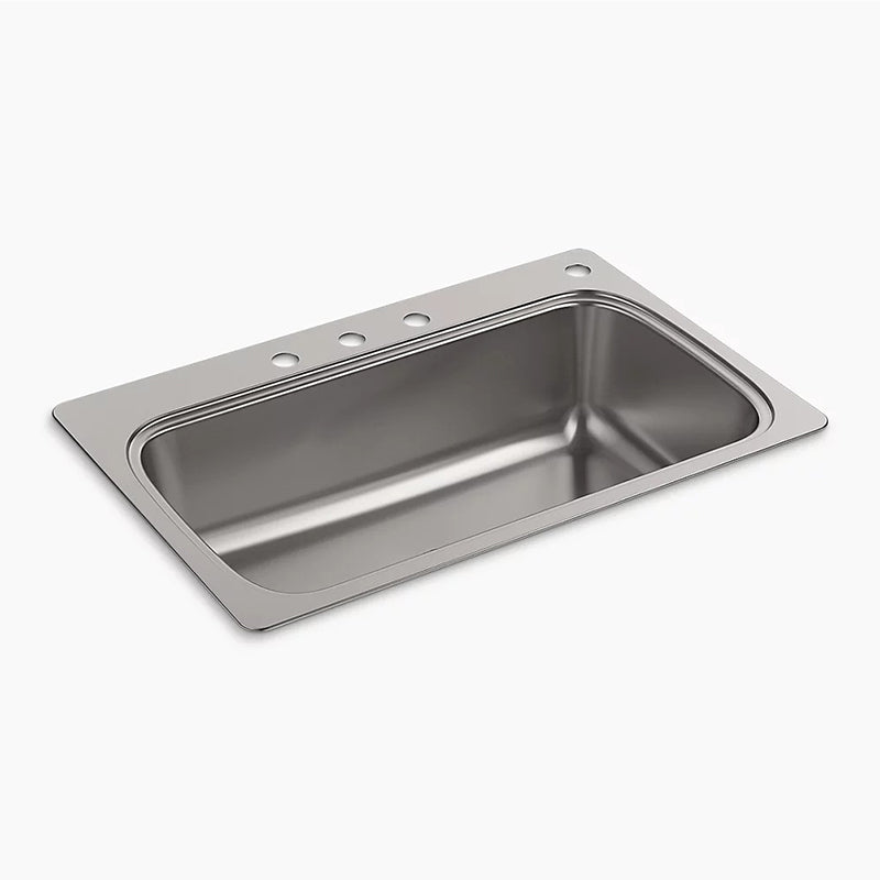 KOHLER Verse Drop-In Stainless Steel 33 in. 4-Hole Single Basin Kitchen Sink