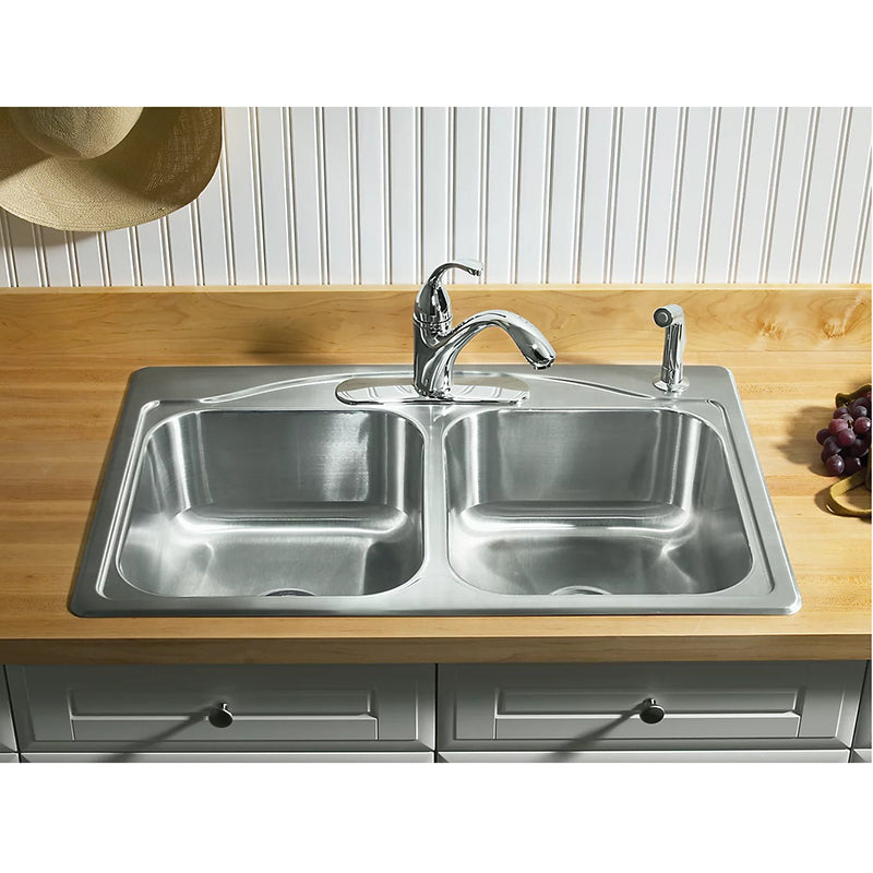 Cadence 22' x 33' x 8.31' Stainless Steel Double-Basin Drop-In Kitchen Sink