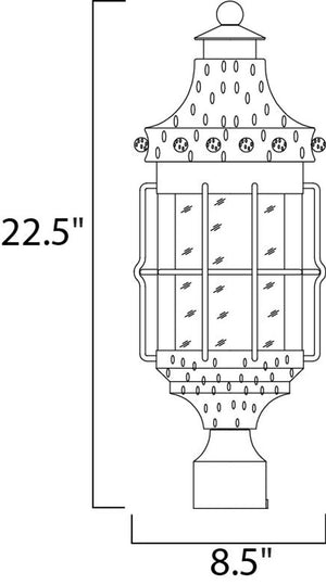 Nantucket 22.5' 3 light Outdoor Pole/Post Mount in Country Forge