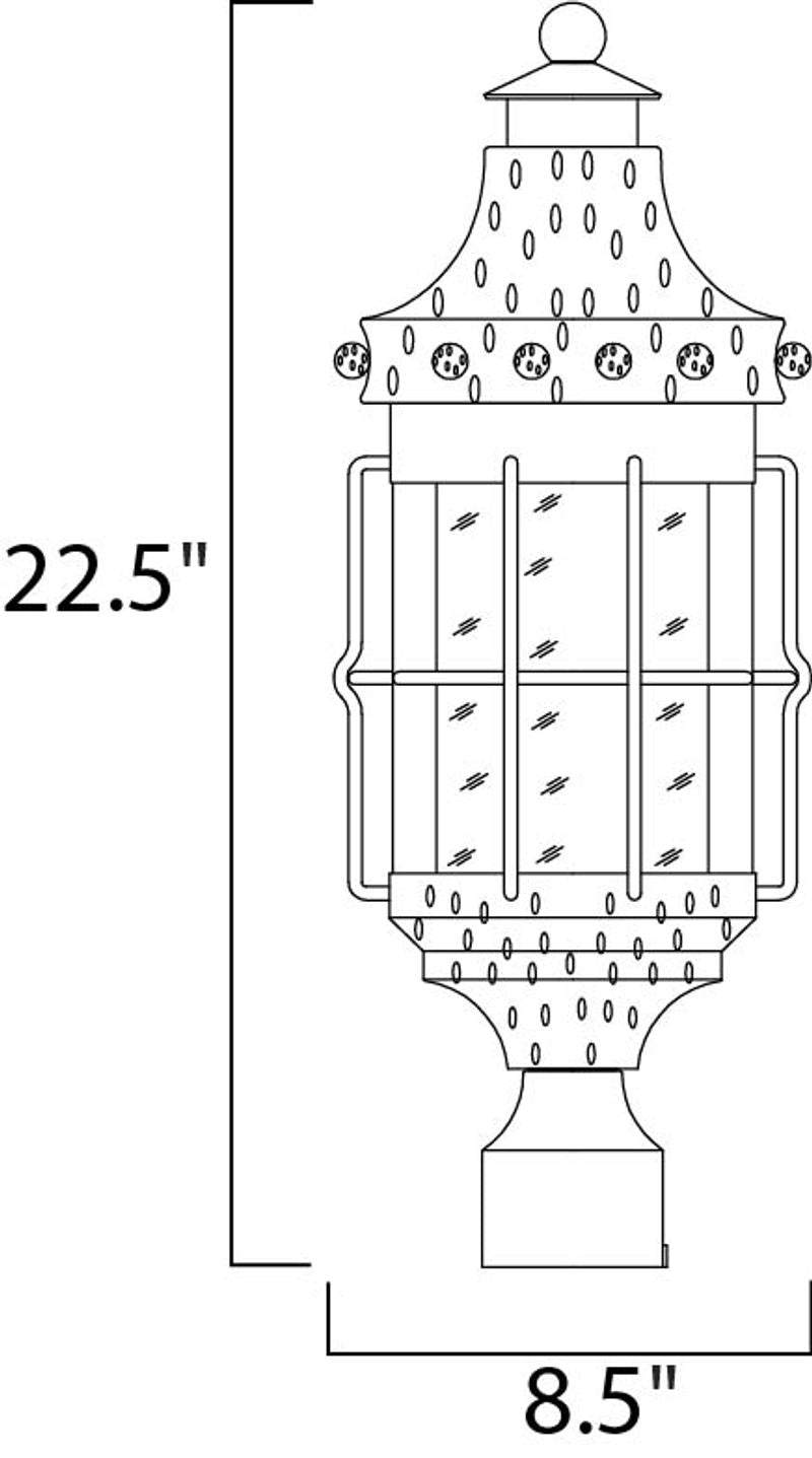 Nantucket 22.5' 3 light Outdoor Pole/Post Mount in Country Forge