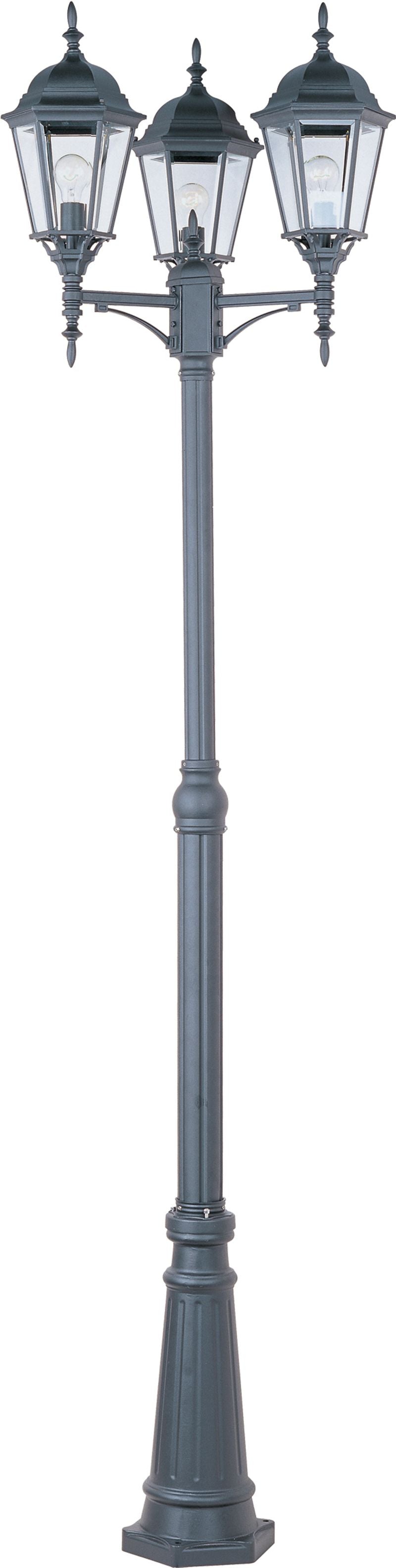 Poles 100' 3 Light Outdoor Post Mount in Black