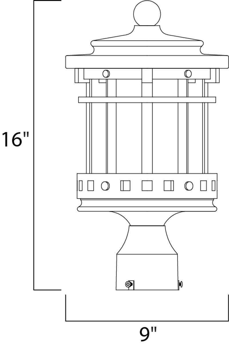 Santa Barbara DC 16' 3 light Outdoor Pole/Post Mount in Sienna