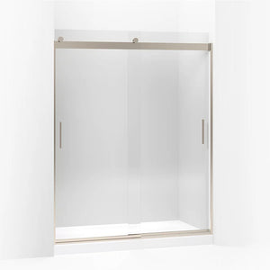 Levity 74' Clear Glass Sliding Shower Door in Anodized Brushed Bronze with 0.25' Thick Glass