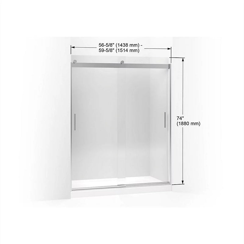 Levity 74' Clear Glass Sliding Shower Door in Anodized Brushed Bronze with 0.25' Thick Glass