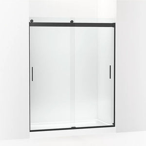 Levity 74' Clear Glass Sliding Shower Door in Matte Black with 0.25' Thick Glass