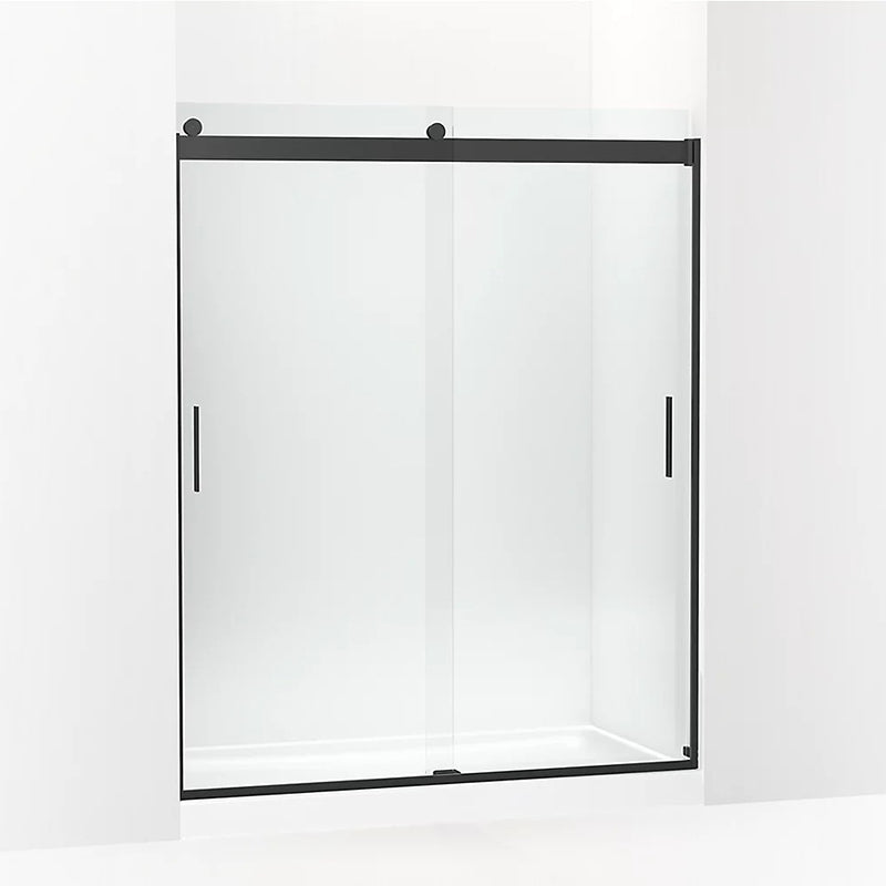 Levity 74' Clear Glass Sliding Shower Door in Matte Black with 0.25' Thick Glass