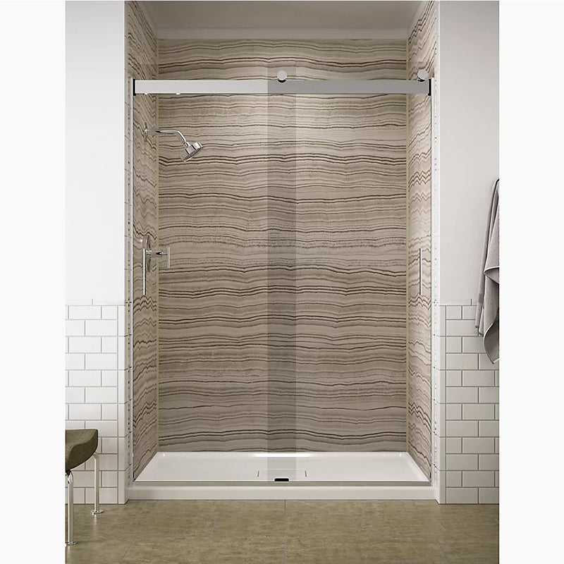 Levity 82' Clear Glass Sliding Shower Door in Anodized Brushed Bronze