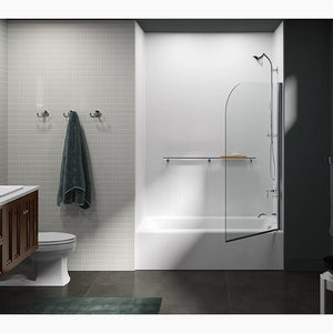 Aerie 57' Clear Curved Glass Bath Screen in Bright Polished Silver