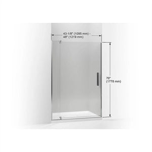 Revel 70' x 48' Clear Glass Pivot Shower Door in Anodized Brushed Nickel