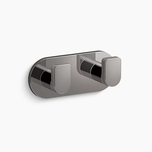 Composed 4.75" Double Robe Hook in Vibrant Titanium