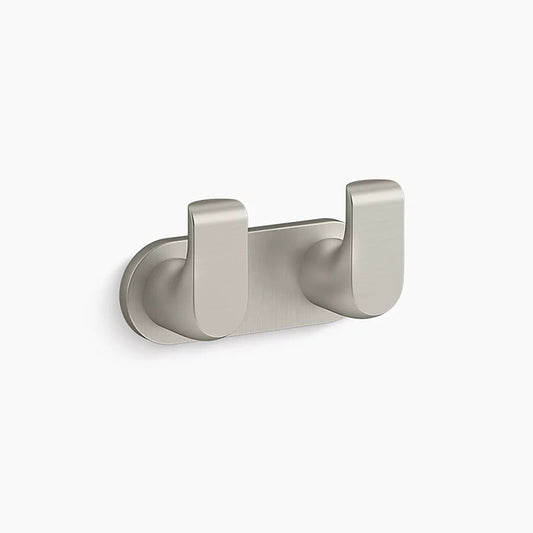 Avid 4.75" Double Robe Hook in Vibrant Brushed Nickel
