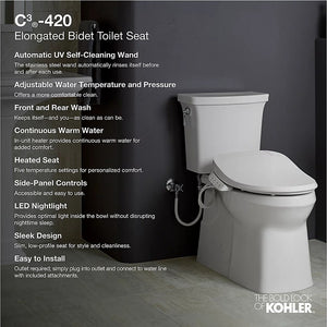 C3-420 Elongated Electronic Bidet Seat in White