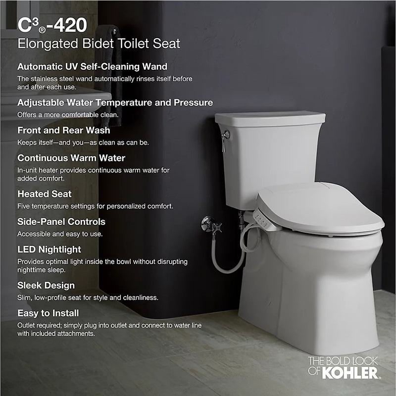 C3-420 Elongated Electronic Bidet Seat in White