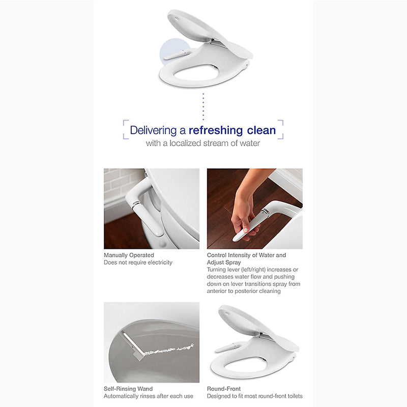 Puretide Quiet-Close Round Bidet Seat in Biscuit