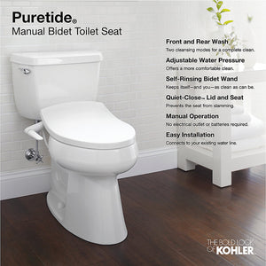 Puretide Quiet-Close Round Bidet Seat in Biscuit