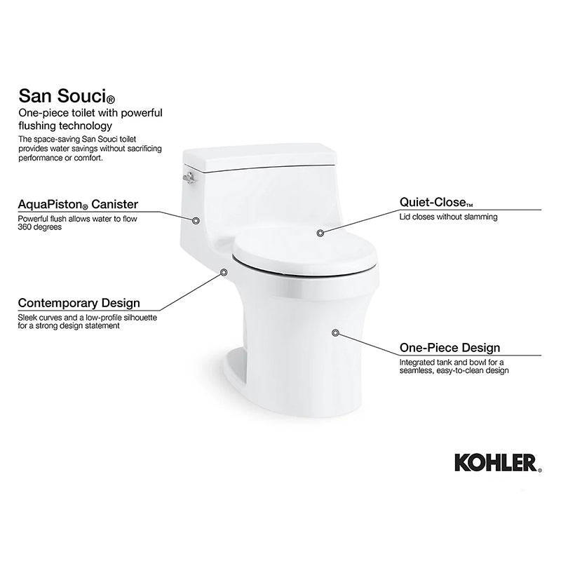San Souci Round 1.28 gpf One-Piece Toilet in Ice Grey