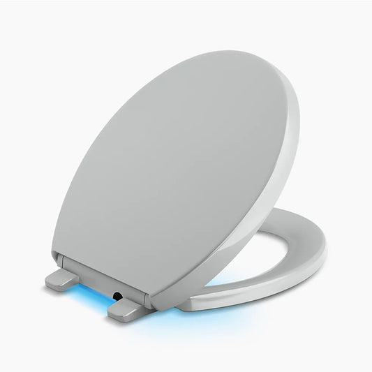 Reveal Nightlight Quiet-Close Round Toilet Seat in Ice Grey