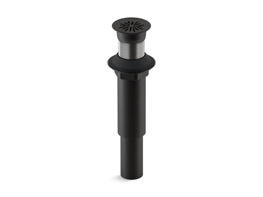 Brass Bathroom Grid Drain in Matte Black with Flower Design