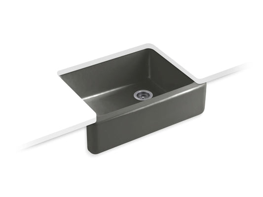 Whitehaven 34.75" x 25.38" x 12.38" Enameled Cast Iron Single-Basin Farmhouse Kitchen Sink in Thunder Grey