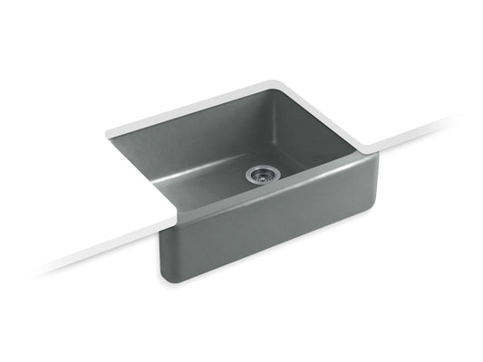 Whitehaven 34.75" x 25.38" x 12.38" Enameled Cast Iron Single-Basin Farmhouse Kitchen Sink in Basalt