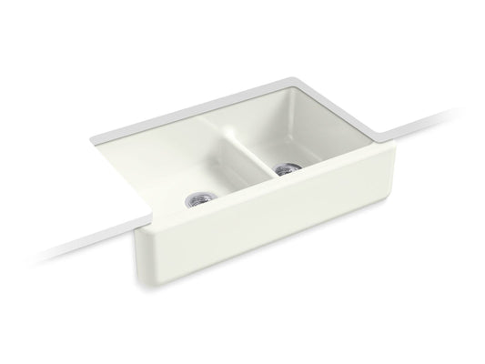 Whitehaven 40.75" x 25.38" x 12.38" Enameled Cast Iron Double Basin Farmhouse Kitchen Sink in Dune