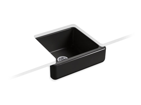 Whitehaven 25.5" x 24.25" x 11.63" Enameled Cast Iron Single-Basin Farmhouse Kitchen Sink in Black Black