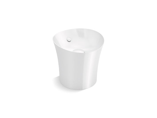 Veil Tall 21.75" x 21.63" x 19.31" Fireclay Vessel Pedestal Bathroom Sink in White