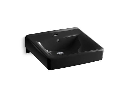 Soho 21.5" x 11.5" x 19.5" Vitreous China Wall Mount Bathroom Sink in Black Black