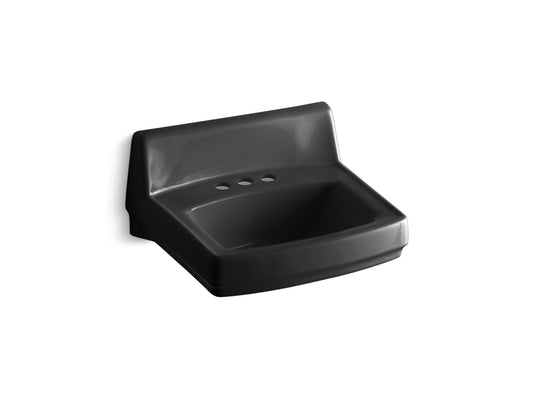 Greenwich 19.5" x 14.63" x 22.5" Vitreous China Wall Mount Bathroom Sink in Black Black