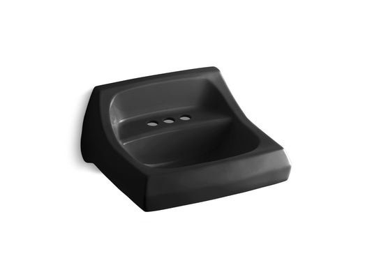 Kingston 19.5" x 14.63" x 22.55" Vitreous China Wall Mount Bathroom Sink in Black Black