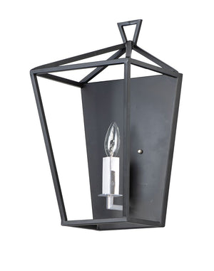 Abode 17' Single Light Wall Sconce in Textured Black and Polished Nickel