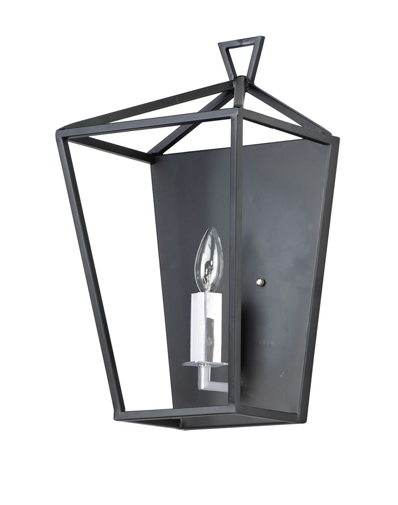 Abode 17' Single Light Wall Sconce in Textured Black and Polished Nickel