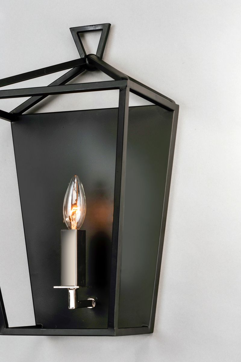 Abode 17' Single Light Wall Sconce in Textured Black and Polished Nickel