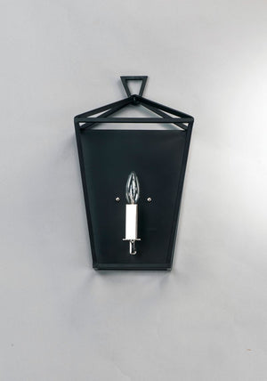 Abode 17' Single Light Wall Sconce in Textured Black and Polished Nickel