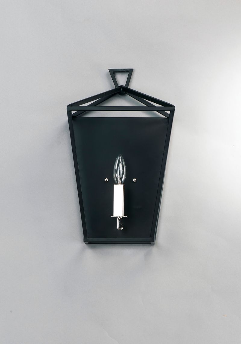 Abode 17' Single Light Wall Sconce in Textured Black and Polished Nickel