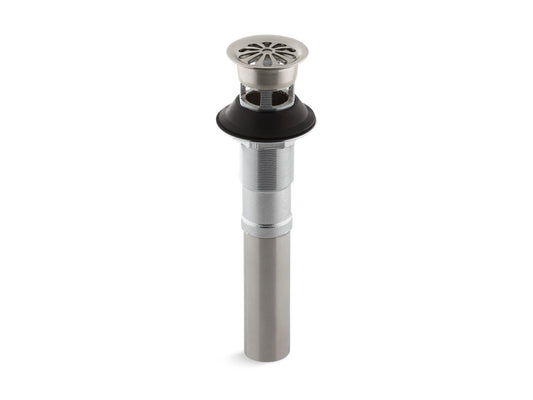 Bathroom Sink Grid Drain in Vibrant Brushed Nickel with Overflow (9.75" x 4.75" x 4.25")