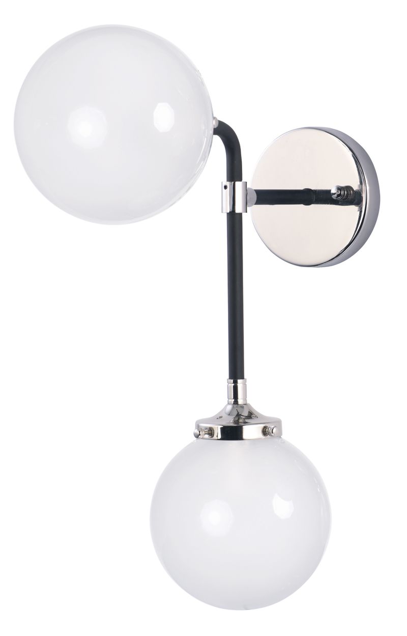 Atom 18.25' 2 Light Wall Sconce in Black and Polished Nickel