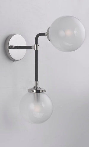 Atom 18.25' 2 Light Wall Sconce in Black and Polished Nickel