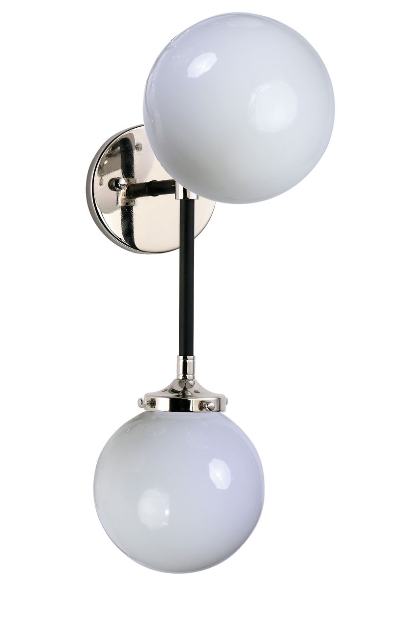 Atom 18.25' 2 Light Wall Sconce in Black and Polished Nickel