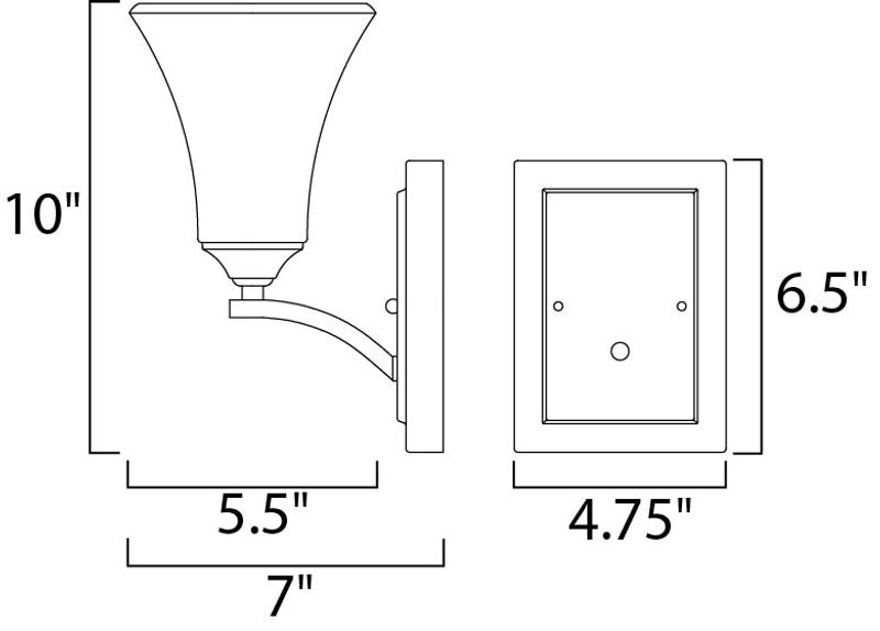 Aurora 10' Single Light Wall Sconce in Satin Nickel
