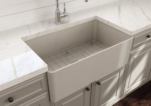 Aderci 30' x 18' x 10' Single-Basin Farmhouse Apron Front Kitchen Sink in Biscuit