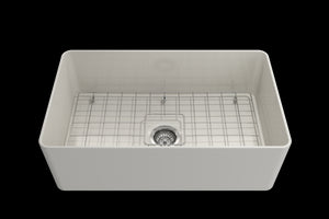 Aderci 30' x 18' x 10' Single-Basin Farmhouse Apron Front Kitchen Sink in Biscuit