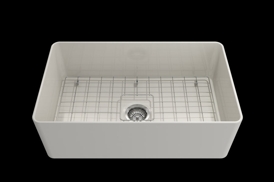 Aderci 30' x 18' x 10' Single-Basin Farmhouse Apron Front Kitchen Sink in Biscuit